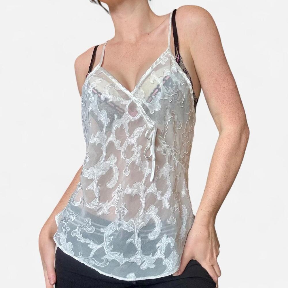 Vintage white sheer lace cami